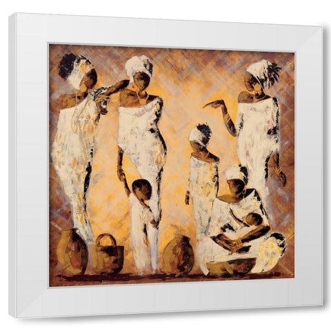 Jeu de regards White Modern Wood Framed Art Print by Johanna