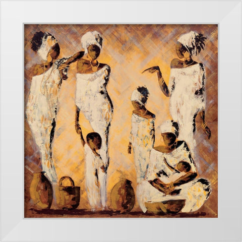 Jeu de regards White Modern Wood Framed Art Print by Johanna