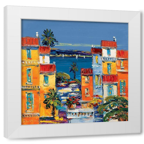 Villefranche sur mer White Modern Wood Framed Art Print by Corbiere