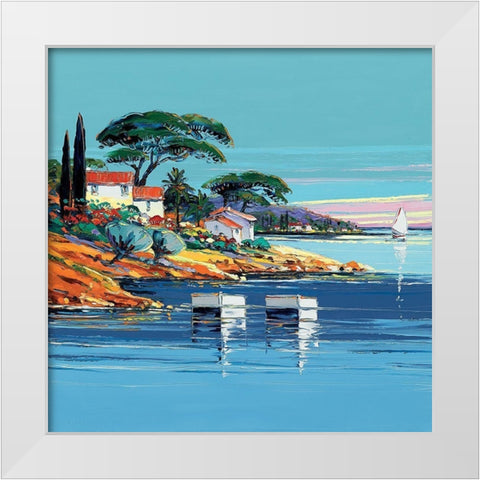 La cote dAzur White Modern Wood Framed Art Print by Corbiere