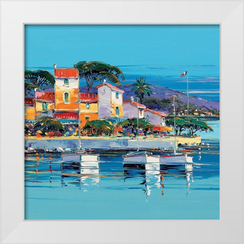 Le petit port White Modern Wood Framed Art Print by Corbiere