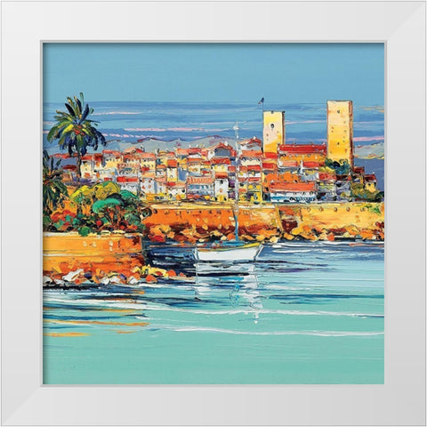 La citadelle dAntibes White Modern Wood Framed Art Print by Corbiere