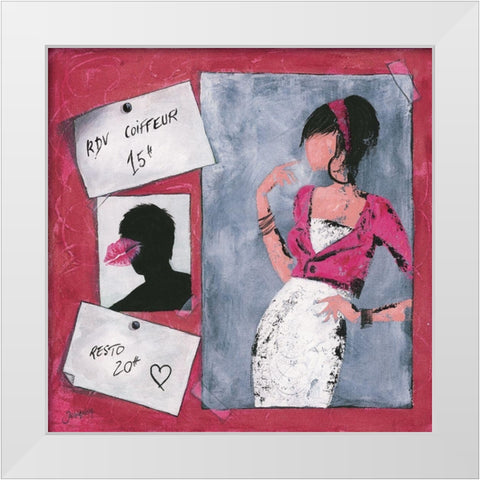 Me´mo I White Modern Wood Framed Art Print by Johanna