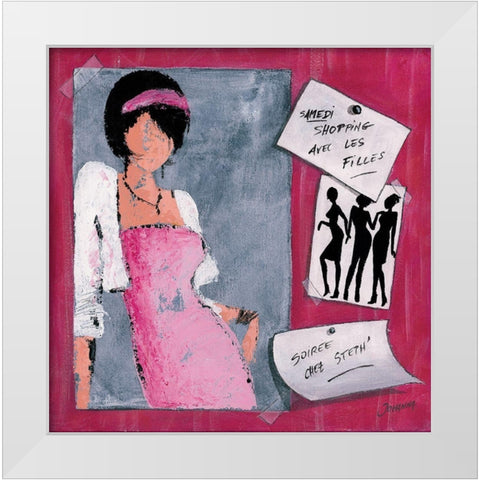 Me´mo II White Modern Wood Framed Art Print by Johanna