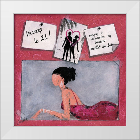 Me´mo III White Modern Wood Framed Art Print by Johanna