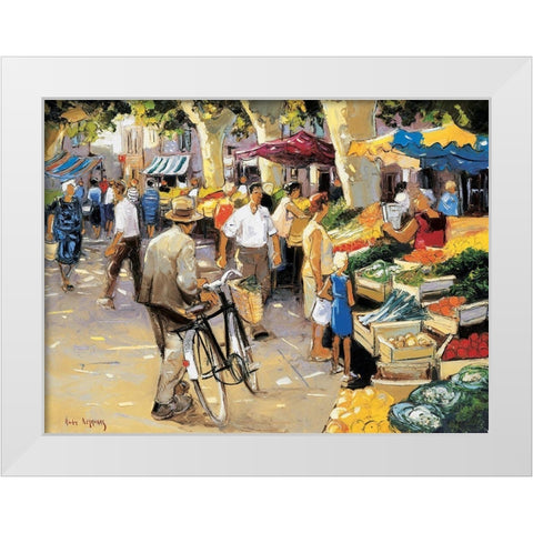 Au marche White Modern Wood Framed Art Print by Deymonaz, Andre