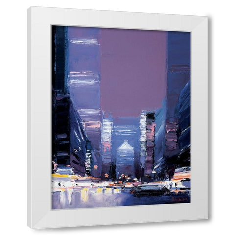 New York La nuit White Modern Wood Framed Art Print by Doutreleau