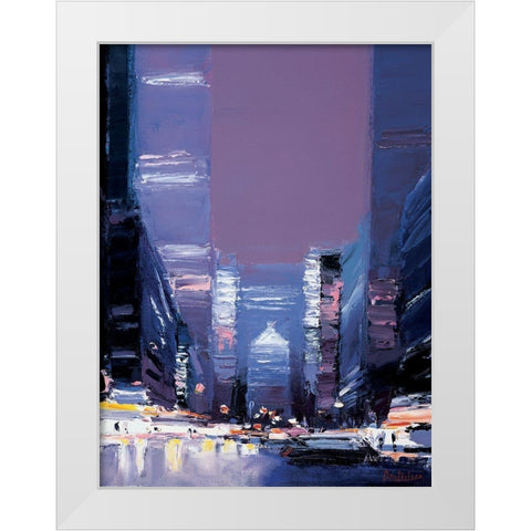 New York La nuit White Modern Wood Framed Art Print by Doutreleau