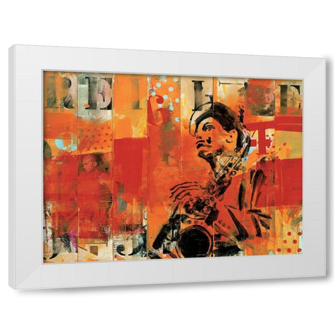 Jazz II White Modern Wood Framed Art Print by Vieux, Thierry
