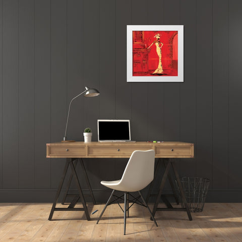 Au salon I White Modern Wood Framed Art Print by Johanna
