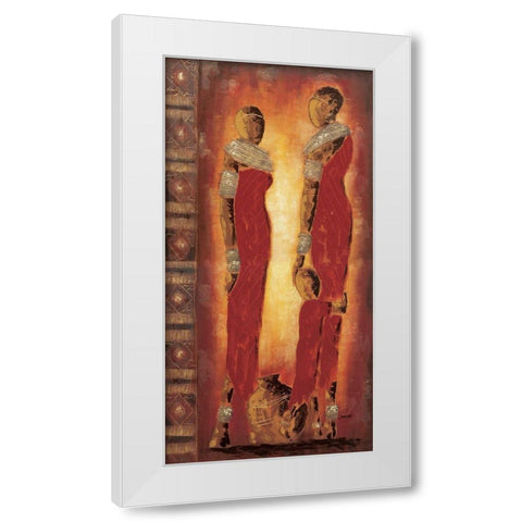Femmes massai White Modern Wood Framed Art Print by Johanna