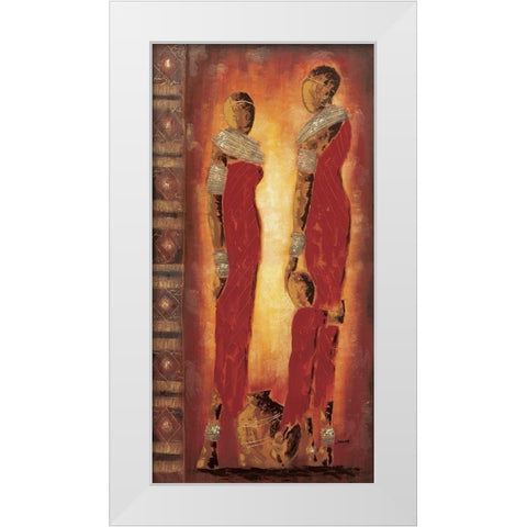 Femmes massai White Modern Wood Framed Art Print by Johanna