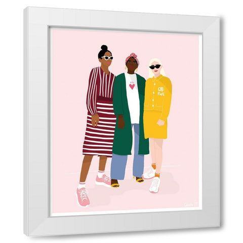 Girlfriends White Modern Wood Framed Art Print by BRAUN Studio