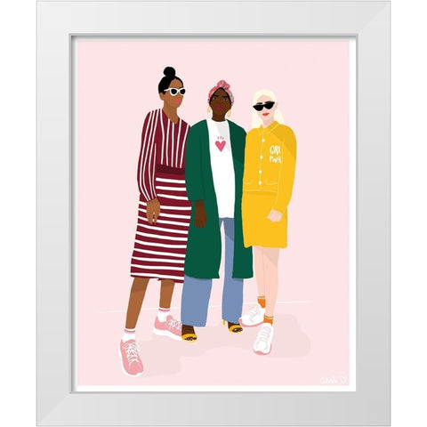 Girlfriends White Modern Wood Framed Art Print by BRAUN Studio