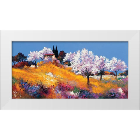 Le Mazet aux amandiers White Modern Wood Framed Art Print by Keiflin, Roger