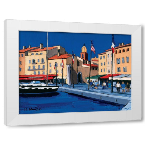 Sur le port de St-Tropez White Modern Wood Framed Art Print by Quilici, Jean-Claude