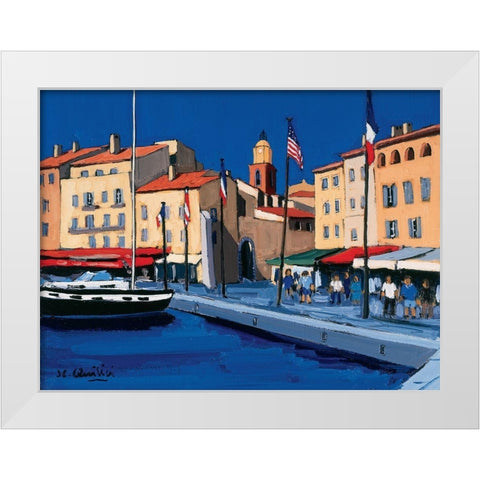 Sur le port de St-Tropez White Modern Wood Framed Art Print by Quilici, Jean-Claude