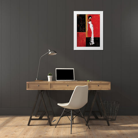 En rouge et or I White Modern Wood Framed Art Print by Johanna