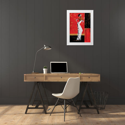 En rouge et or II White Modern Wood Framed Art Print by Johanna
