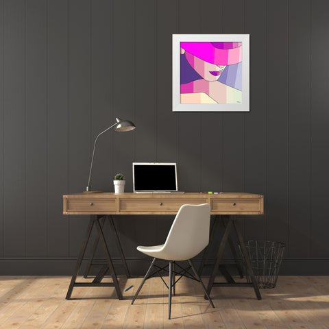 Girl with Purple Hat I White Modern Wood Framed Art Print by Medeiros, Celito