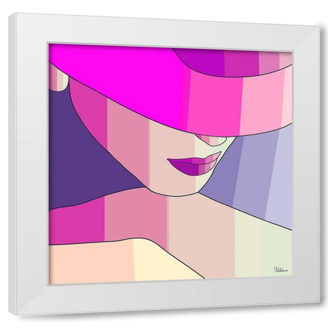 Girl with Purple Hat I White Modern Wood Framed Art Print by Medeiros, Celito