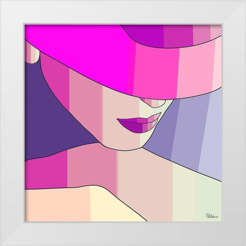 Girl with Purple Hat I White Modern Wood Framed Art Print by Medeiros, Celito