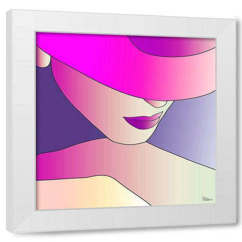 Girl with Purple Hat II White Modern Wood Framed Art Print by Medeiros, Celito