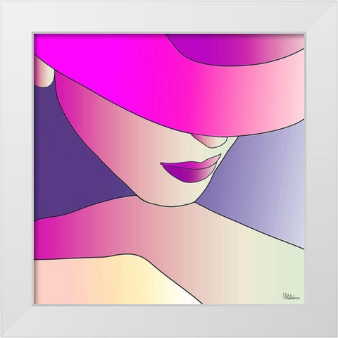 Girl with Purple Hat II White Modern Wood Framed Art Print by Medeiros, Celito
