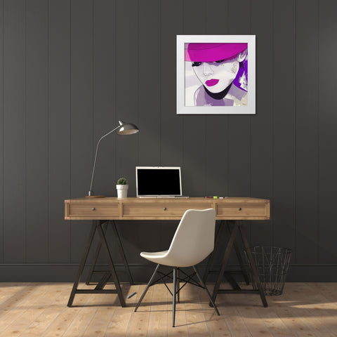 Girl with Purple Hat III White Modern Wood Framed Art Print by Medeiros, Celito