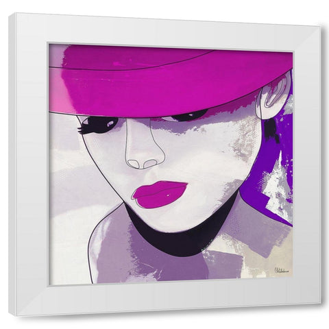 Girl with Purple Hat III White Modern Wood Framed Art Print by Medeiros, Celito