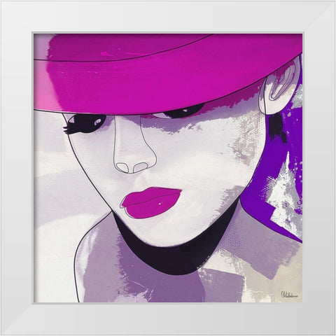 Girl with Purple Hat III White Modern Wood Framed Art Print by Medeiros, Celito