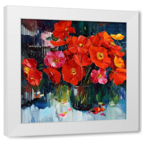 Flowers Fragrance White Modern Wood Framed Art Print by Bond