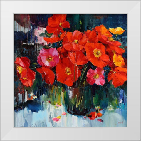 Flowers Fragrance White Modern Wood Framed Art Print by Bond