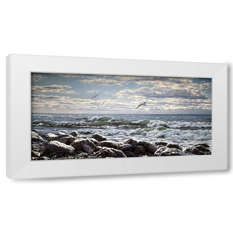 Sea and Stones II White Modern Wood Framed Art Print by Adamov, Alexey