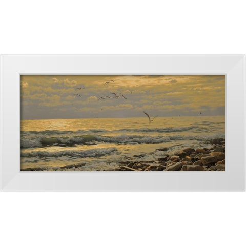 Warm Sea II White Modern Wood Framed Art Print by Adamov, Alexey