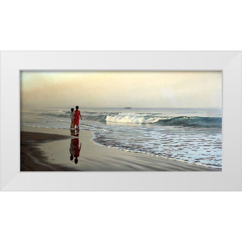 By the Sea White Modern Wood Framed Art Print by Adamov, Alexey