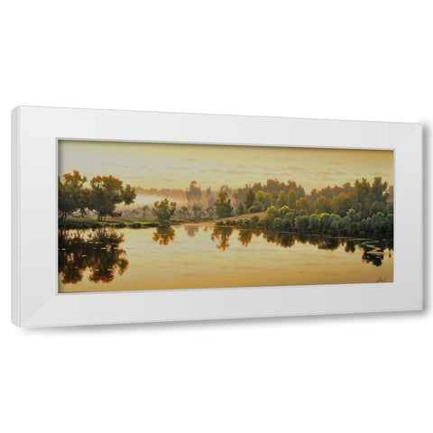 Warm Sunrise White Modern Wood Framed Art Print by Adamov, Alexey
