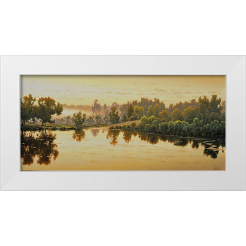 Warm Sunrise White Modern Wood Framed Art Print by Adamov, Alexey