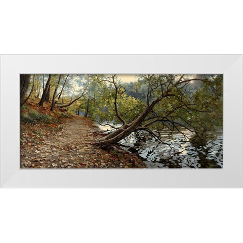 Autumn in Caricino White Modern Wood Framed Art Print by Adamov, Alexey