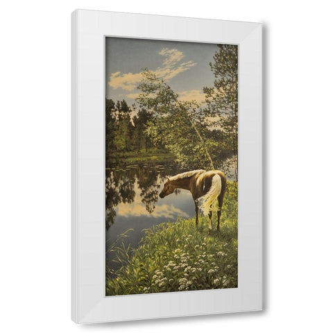 By the River White Modern Wood Framed Art Print by Adamov, Alexey