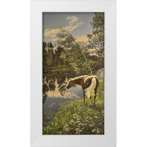 By the River White Modern Wood Framed Art Print by Adamov, Alexey