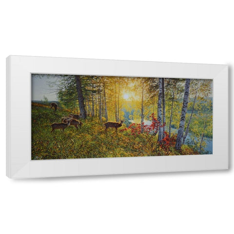 Autumn Day White Modern Wood Framed Art Print by Adamov, Alexey