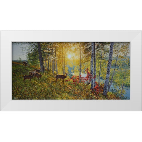 Autumn Day White Modern Wood Framed Art Print by Adamov, Alexey