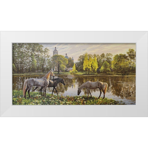The Morning White Modern Wood Framed Art Print by Adamov, Alexey
