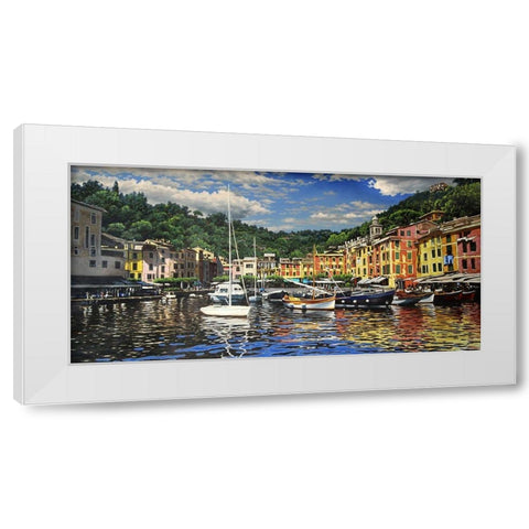 Town by the Sea White Modern Wood Framed Art Print by Adamov, Alexey