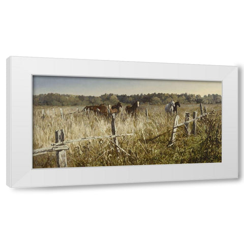 On the Field White Modern Wood Framed Art Print by Adamov, Alexey