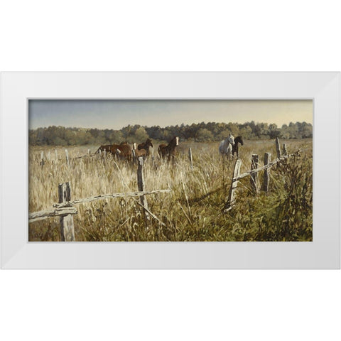 On the Field White Modern Wood Framed Art Print by Adamov, Alexey