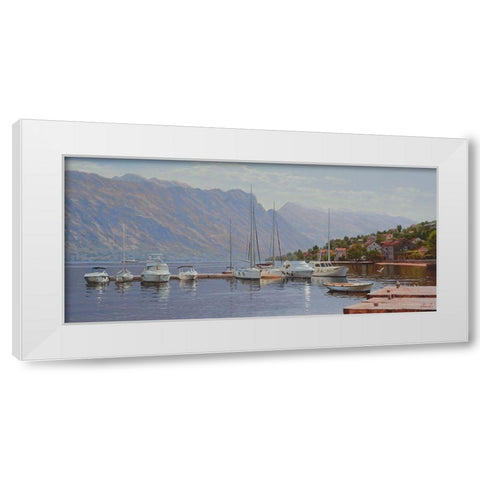 Sunny Port White Modern Wood Framed Art Print by Adamov, Alexey
