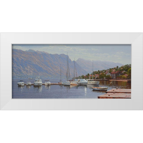 Sunny Port White Modern Wood Framed Art Print by Adamov, Alexey