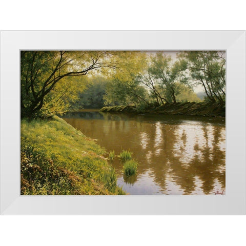 Sunshine Day White Modern Wood Framed Art Print by Adamov, Alexey